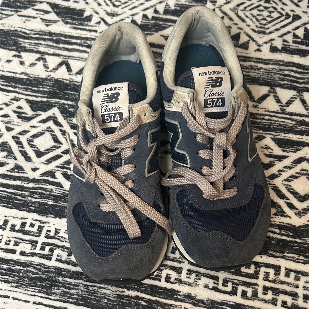 New Balance Kids 574 Navy and Gray Sneakers